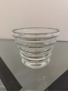 Vintage ® MMA Metropolitan Museum of Art Clear Sculptural Ringed Art Glass Vase